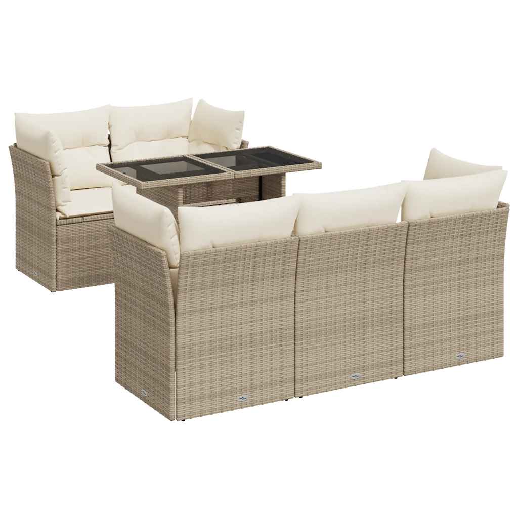 Soffgrupp För Trädgården Med Dynor 6 Delar Beige Konstrotting