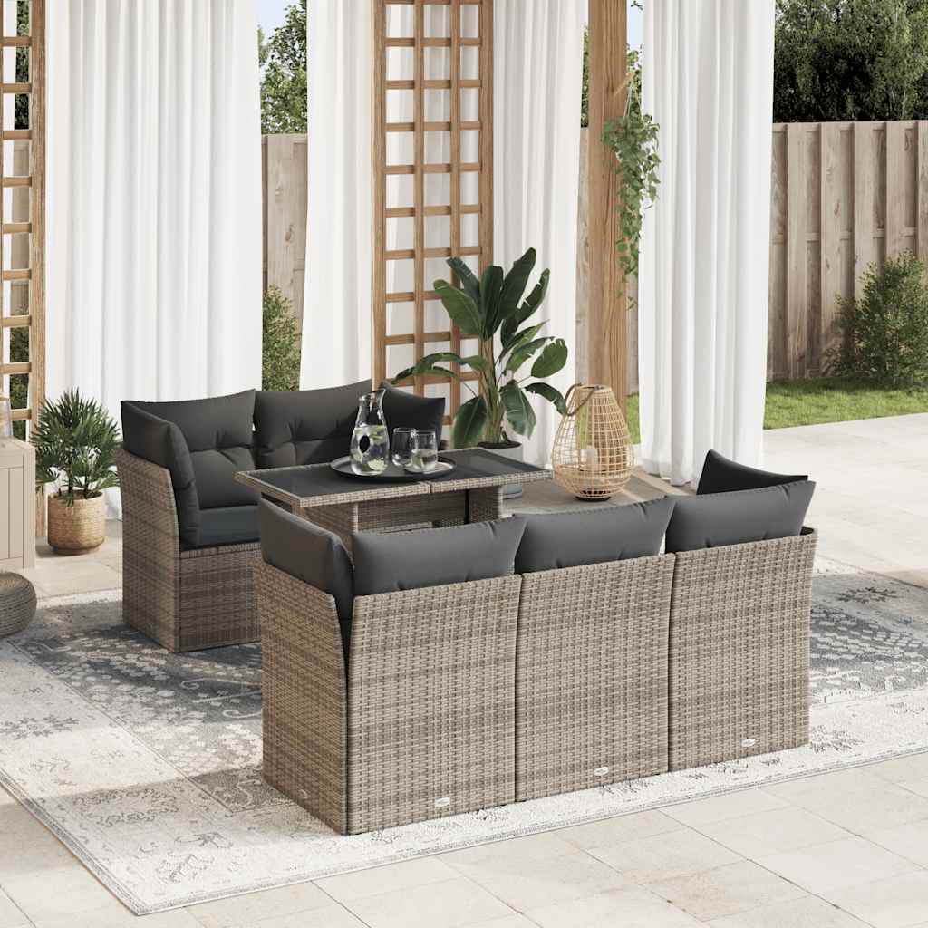 Soffgrupp För Trädgården Med Dynor 6 Delar Beige Konstrotting
