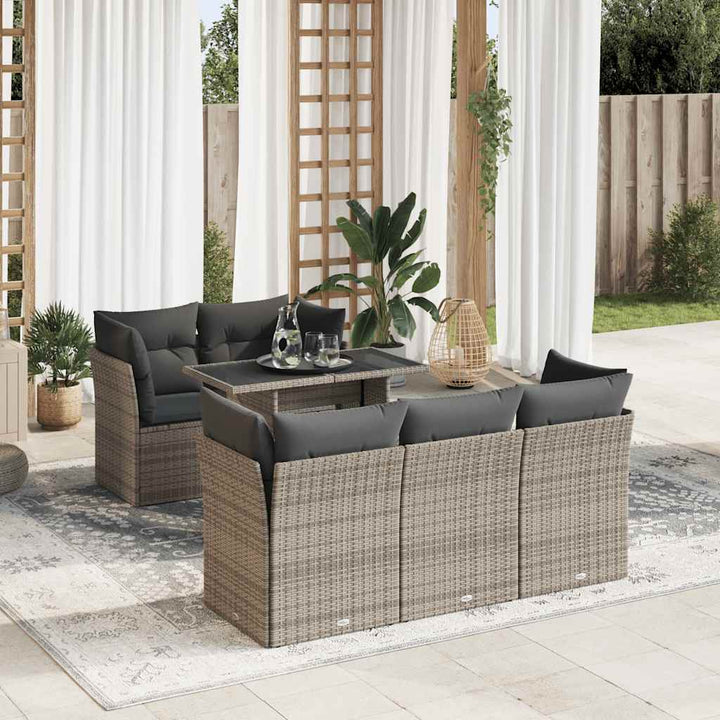 Soffgrupp För Trädgården Med Dynor 6 Delar Beige Konstrotting
