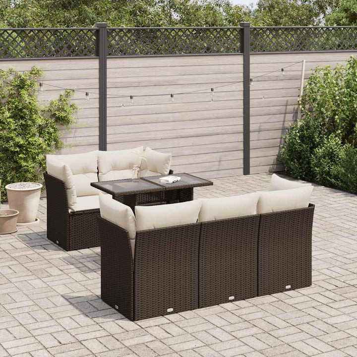 Soffgrupp För Trädgården Med Dynor 6 Delar Beige Konstrotting