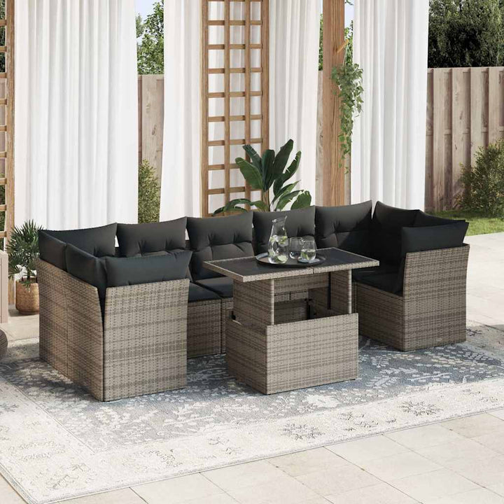 Loungegrupp För Trädgården Med Dynor 8 Delar Svart Konstrotting