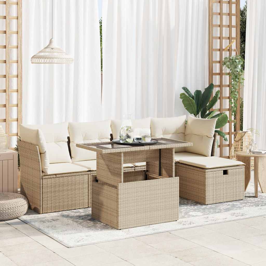Loungegrupp Med Dynor 6 Delar Konstrotting