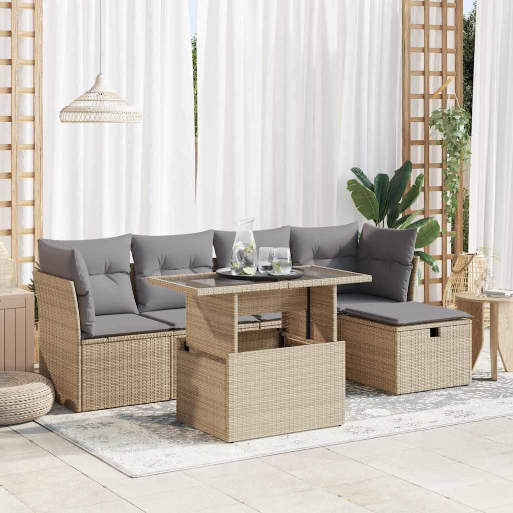 Loungegrupp Med Dynor 6 Delar Svart Konstrotting