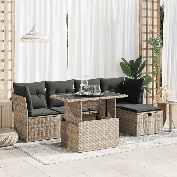 Loungegrupp Med Dynor 6 Delar Svart Konstrotting