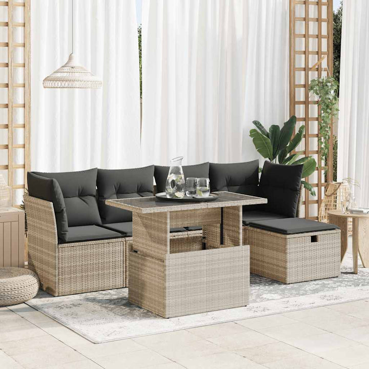 Loungegrupp Med Dynor 6 Delar Konstrotting