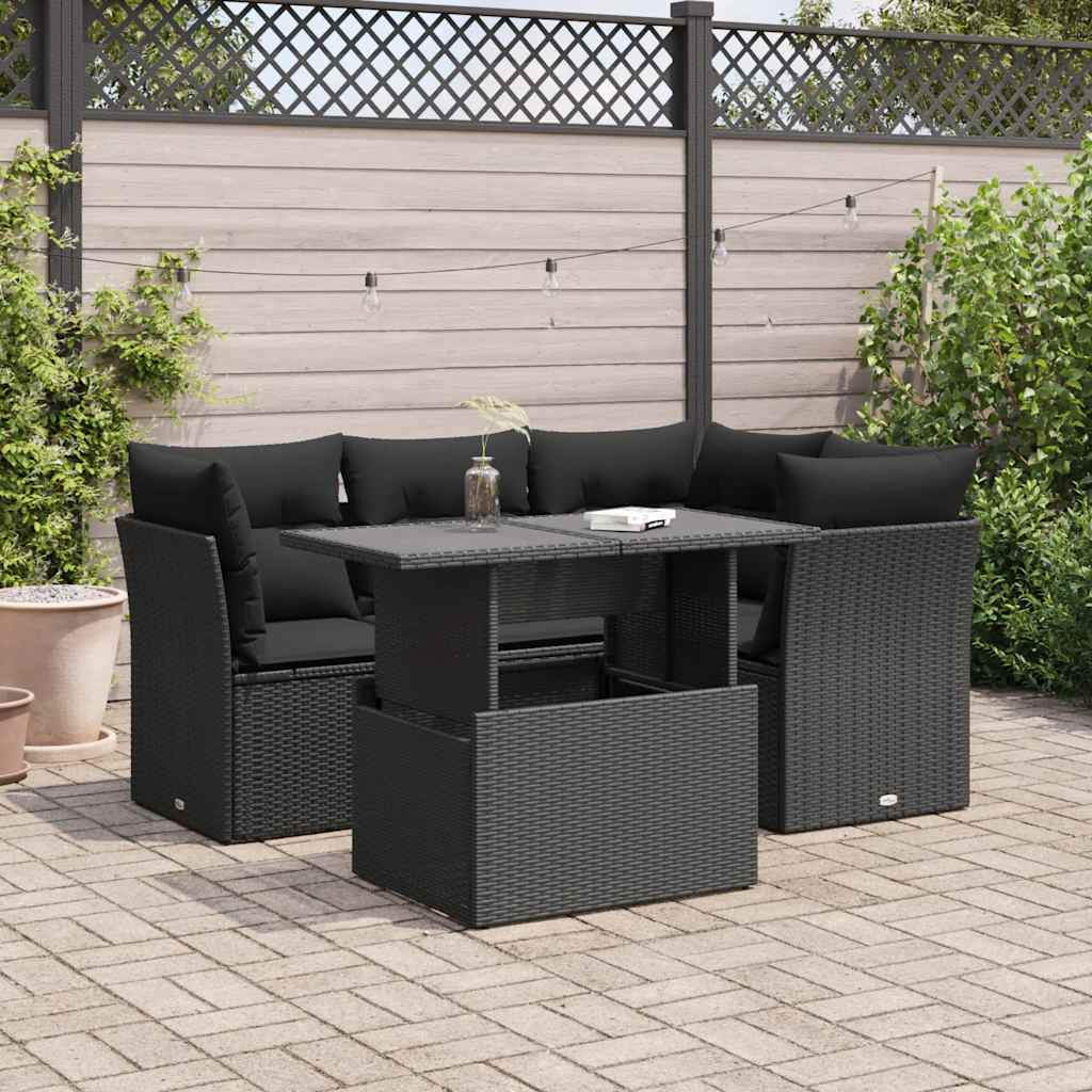 Loungegrupp För Trädgården Med Dynor 5 Delar Konstrotting