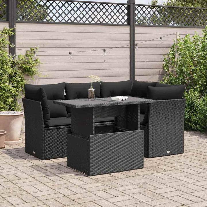 Loungegrupp För Trädgården Med Dynor 5 Delar Konstrotting