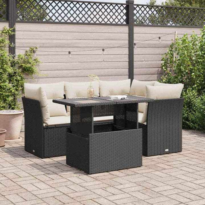 Loungegrupp För Trädgården Med Dynor 5 Delar Konstrotting