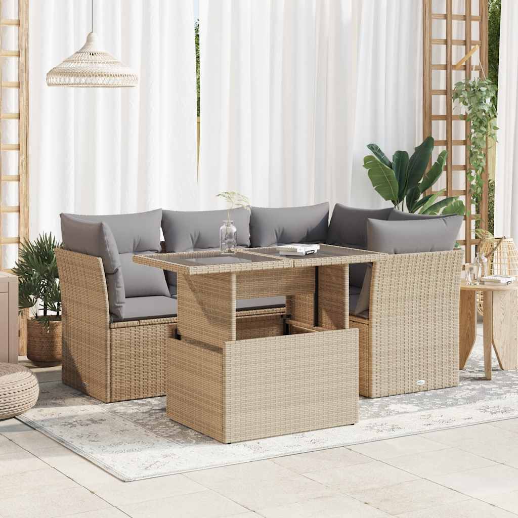 Loungegrupp För Trädgården Med Dynor 5 Delar Konstrotting