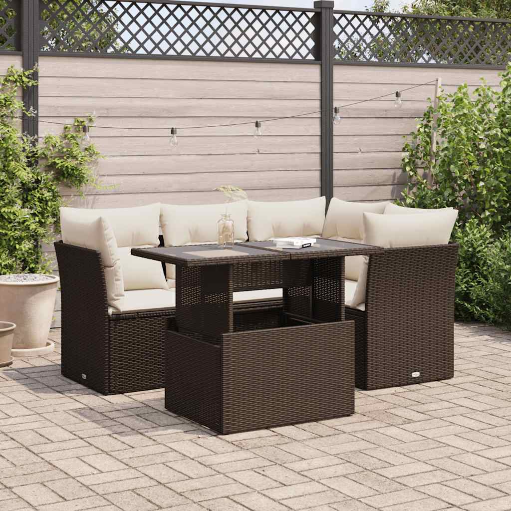 Loungegrupp För Trädgården Med Dynor 5 Delar Konstrotting