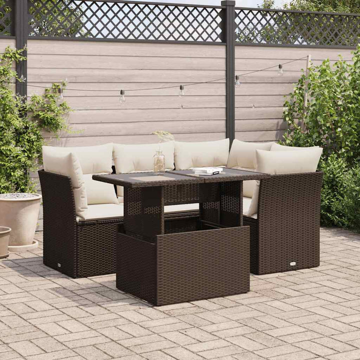 Loungegrupp För Trädgården Med Dynor 5 Delar Konstrotting