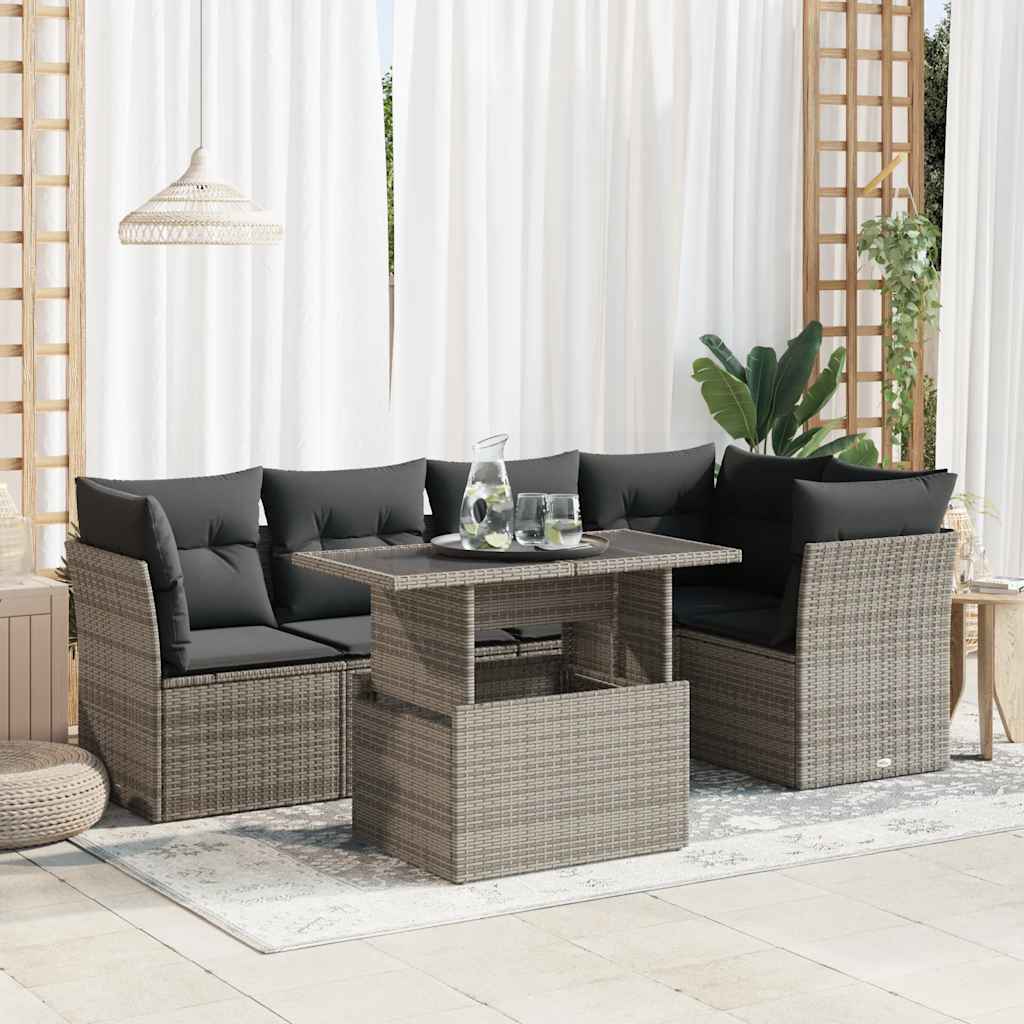Soffgrupp För Trädgården Med Dynor 6 Delar Beige Konstrotting