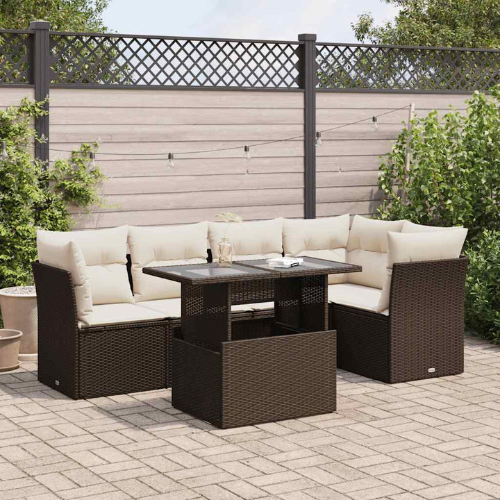Soffgrupp För Trädgården Med Dynor 6 Delar Beige Konstrotting