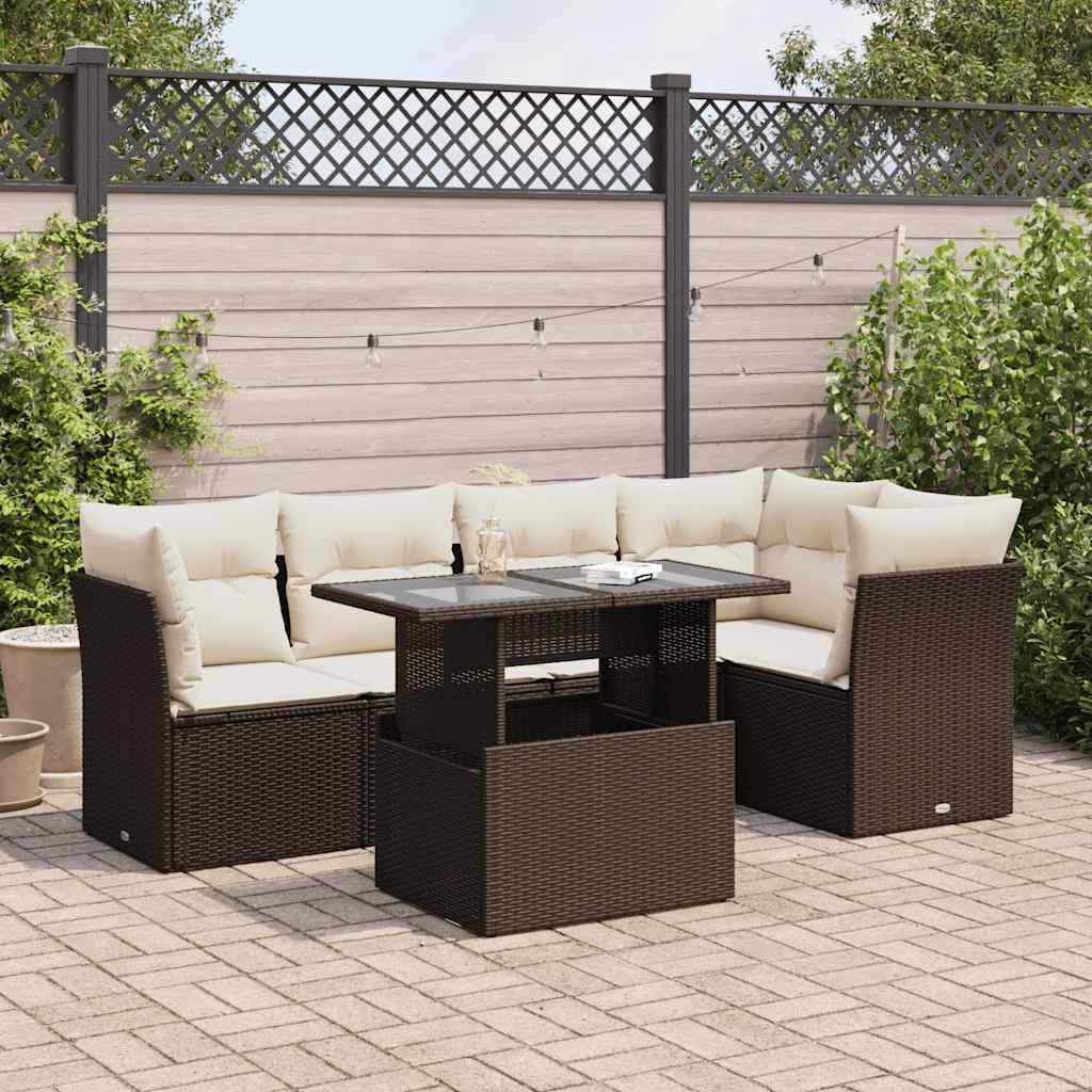 Soffgrupp För Trädgården Med Dynor 6 Delar Beige Konstrotting