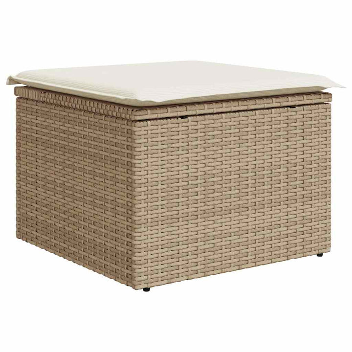 Matgrupp För Trädgården Med Dynor 7 Delar Beige Konstrotting