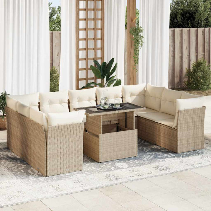 Loungegrupp 10 Delar Med Svarta Dynor Konstrotting