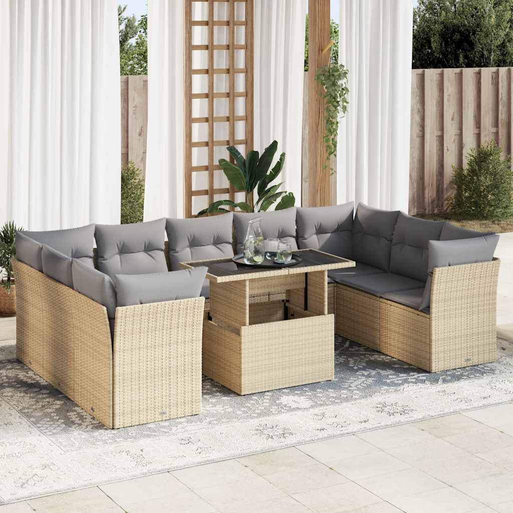 Loungegrupp 10 Delar Med Svarta Dynor Konstrotting