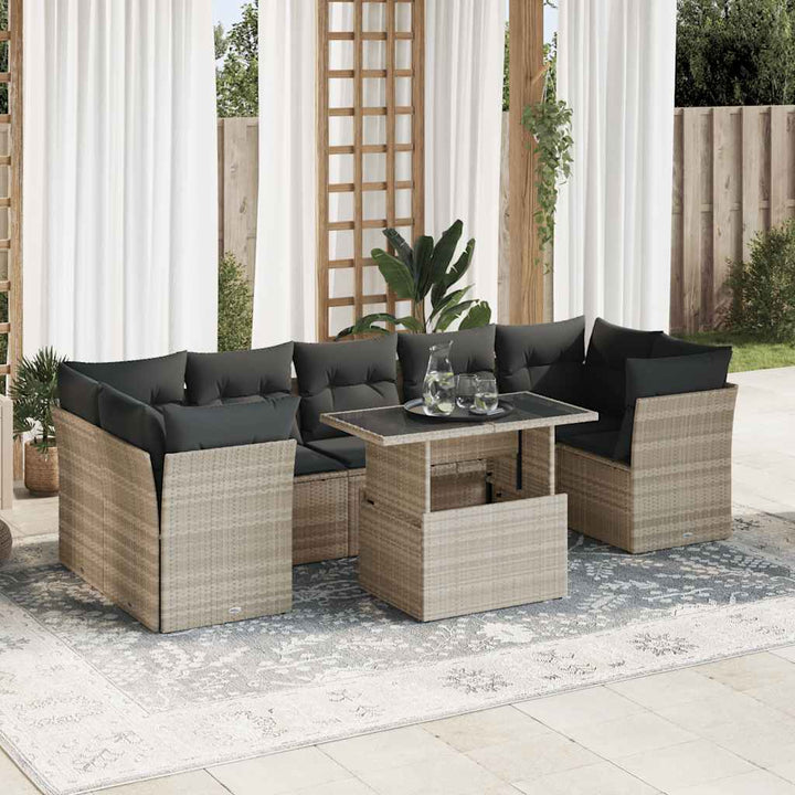 Loungegrupp 10 Delar Med Svarta Dynor Konstrotting