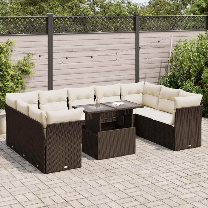 Loungegrupp 10 Delar Med Svarta Dynor Konstrotting