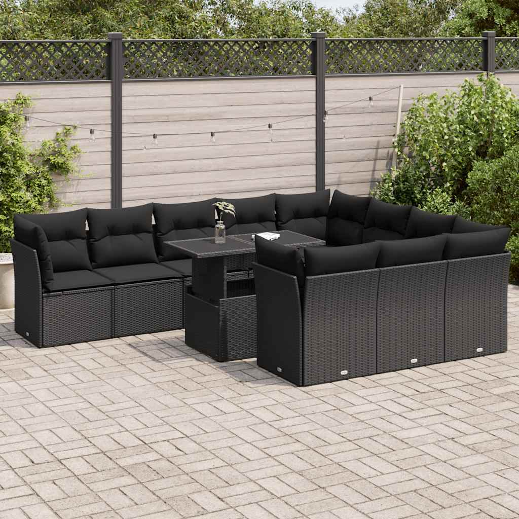 Loungegrupp För Trädgården M. Dynor 11 Delar Beige Konstrotting