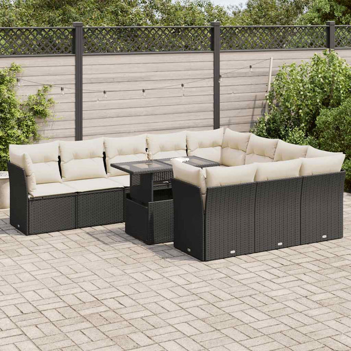 Loungegrupp För Trädgården M. Dynor 11 Delar Beige Konstrotting