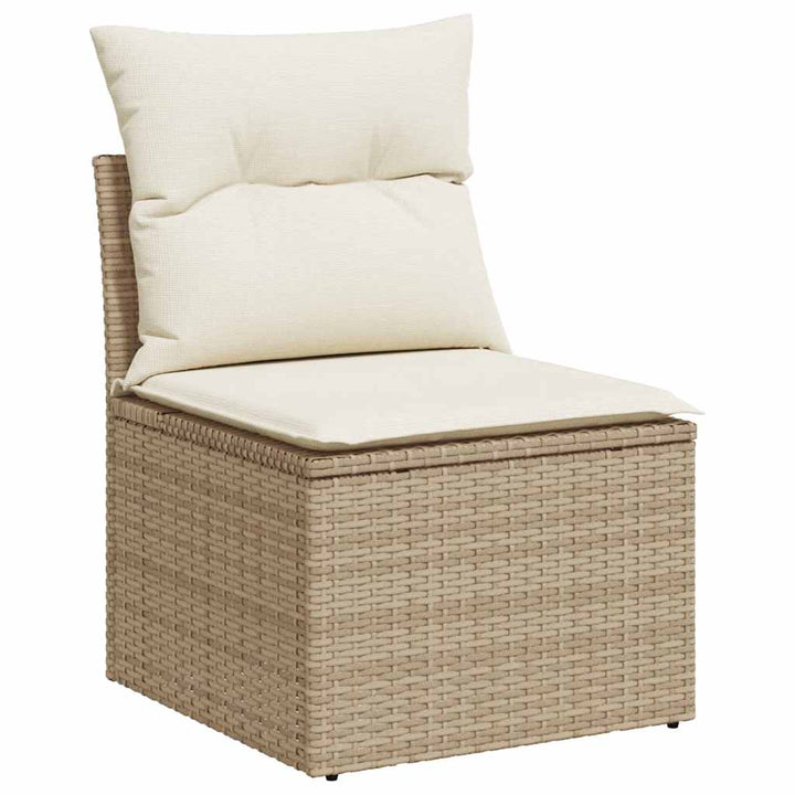 Loungegrupp För Trädgården M. Dynor 11 Delar Beige Konstrotting