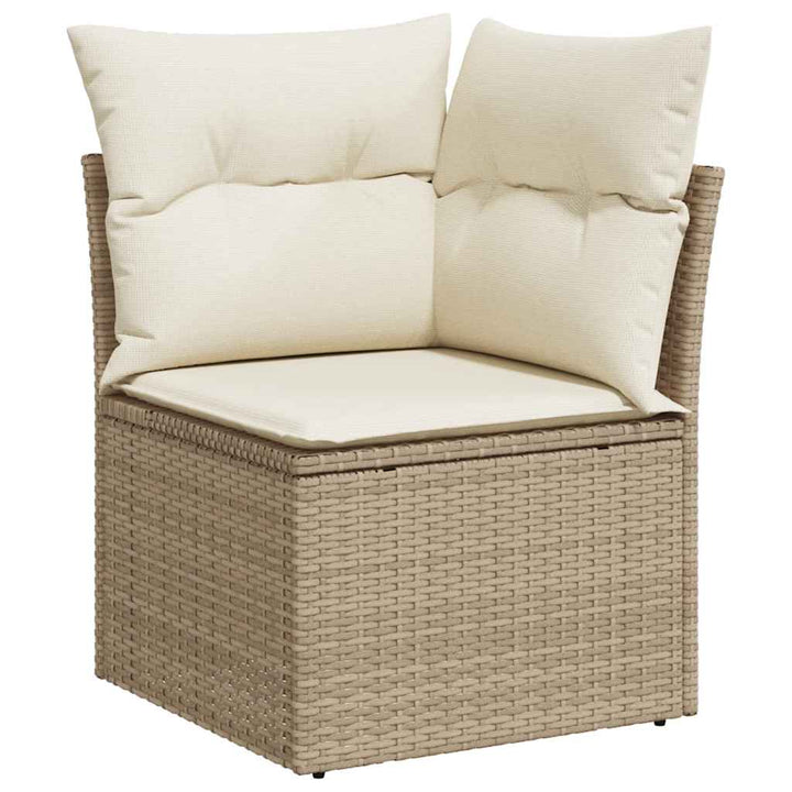 Loungegrupp För Trädgården M. Dynor 11 Delar Beige Konstrotting