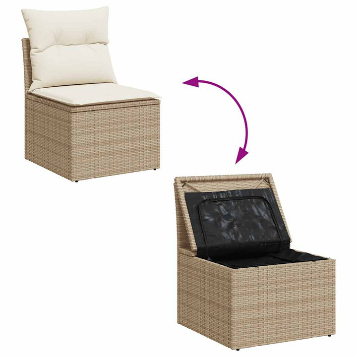 Loungegrupp För Trädgården M. Dynor 11 Delar Beige Konstrotting