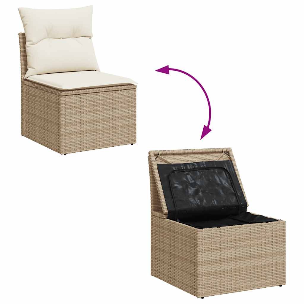 Loungegrupp För Trädgården M. Dynor 11 Delar Beige Konstrotting