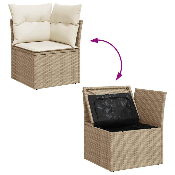 Loungegrupp För Trädgården M. Dynor 11 Delar Beige Konstrotting