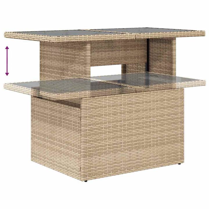 Loungegrupp För Trädgården M. Dynor 11 Delar Beige Konstrotting