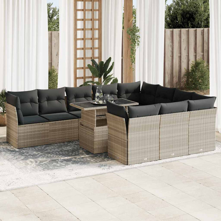 Loungegrupp För Trädgården M. Dynor 11 Delar Beige Konstrotting
