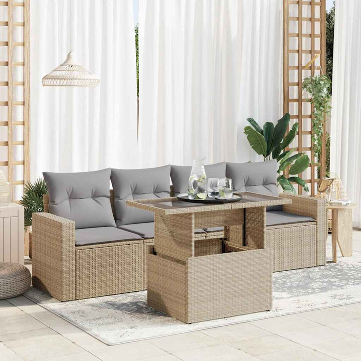 Loungegrupp För Trädgården Med Dynor 5 Delar Svart Konstrotting