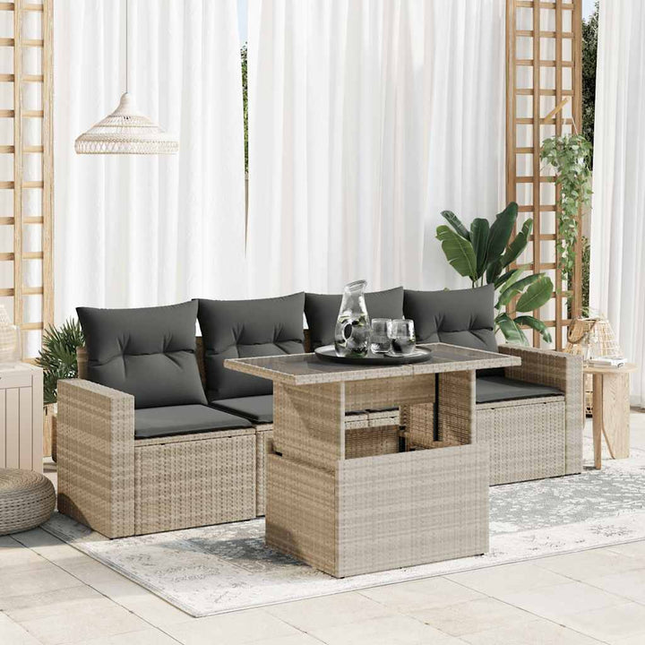 Loungegrupp För Trädgården Med Dynor 5 Delar Svart Konstrotting