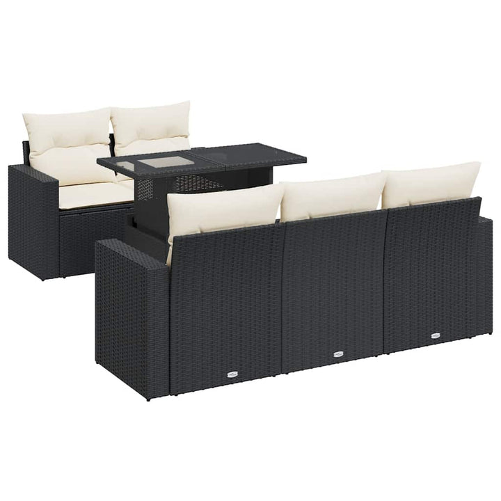 Loungegrupp Med Dynor 6 Delar Svart Konstrotting
