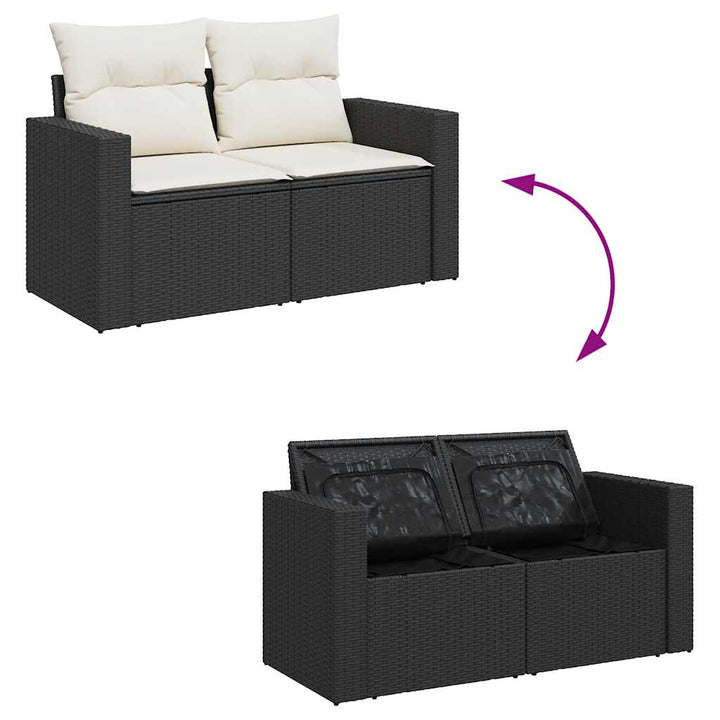 Loungegrupp Med Dynor 6 Delar Svart Konstrotting