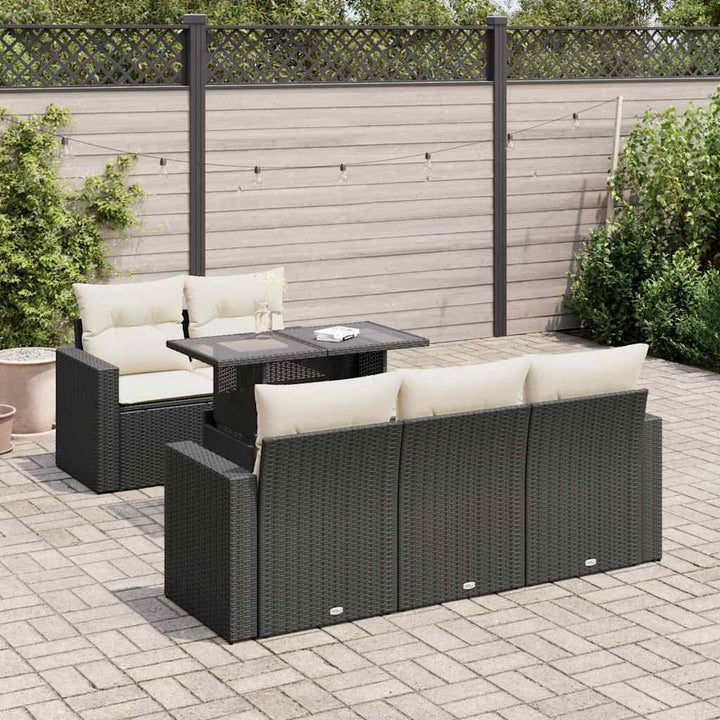 Loungegrupp Med Dynor 6 Delar Svart Konstrotting