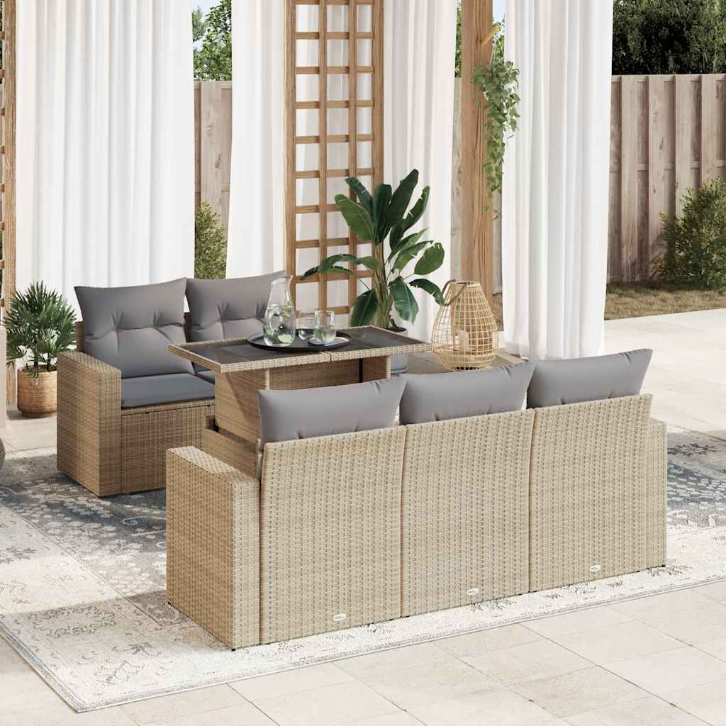 Loungegrupp Med Dynor 6 Delar Svart Konstrotting