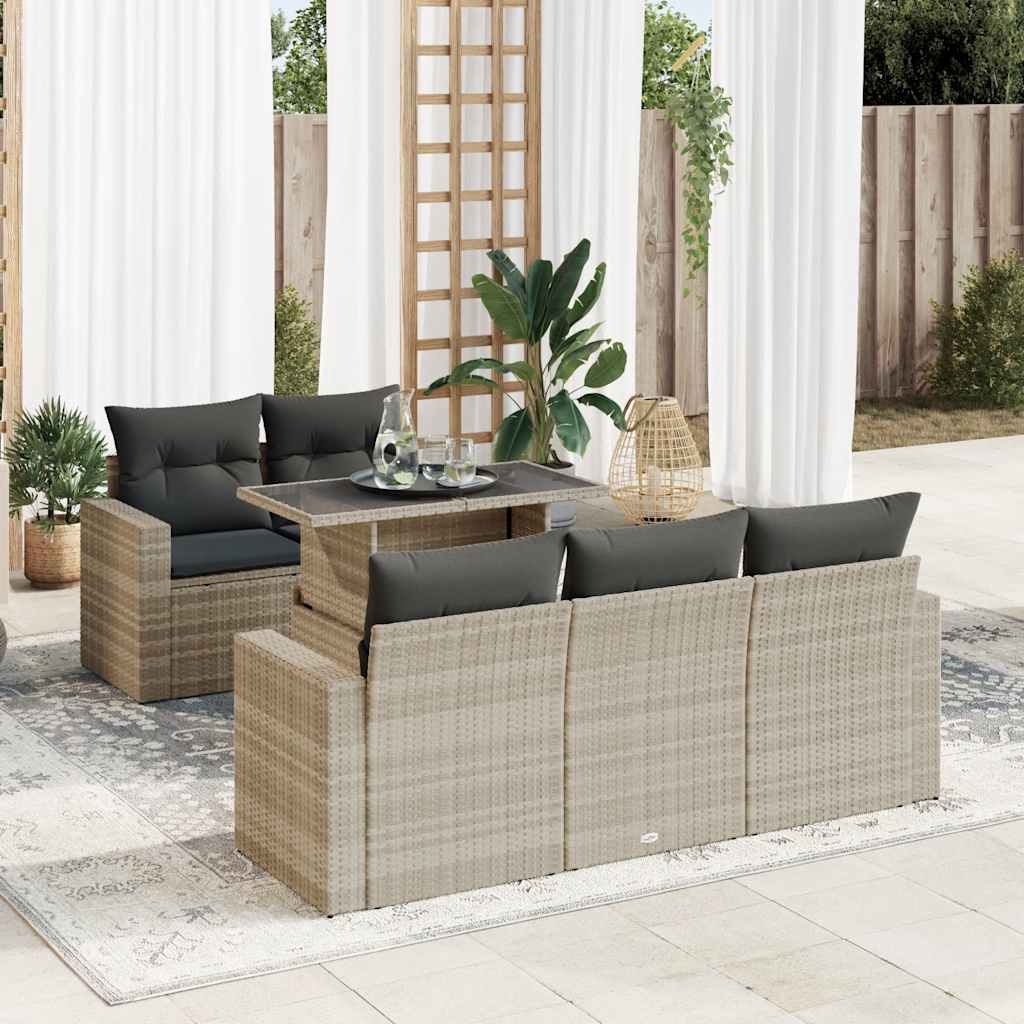 Loungegrupp Med Dynor 6 Delar Svart Konstrotting