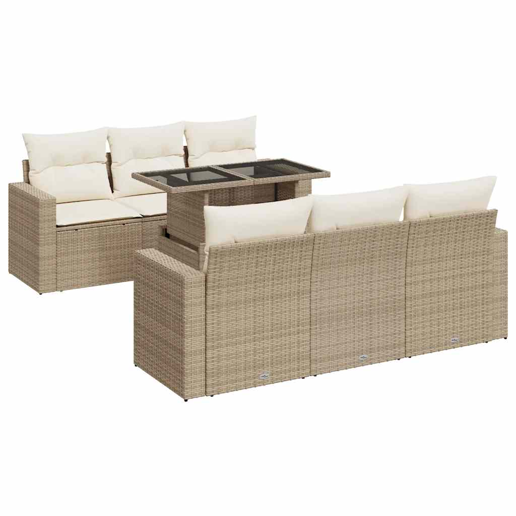 Matgrupp För Trädgården Med Dynor 7 Delar Beige Konstrotting