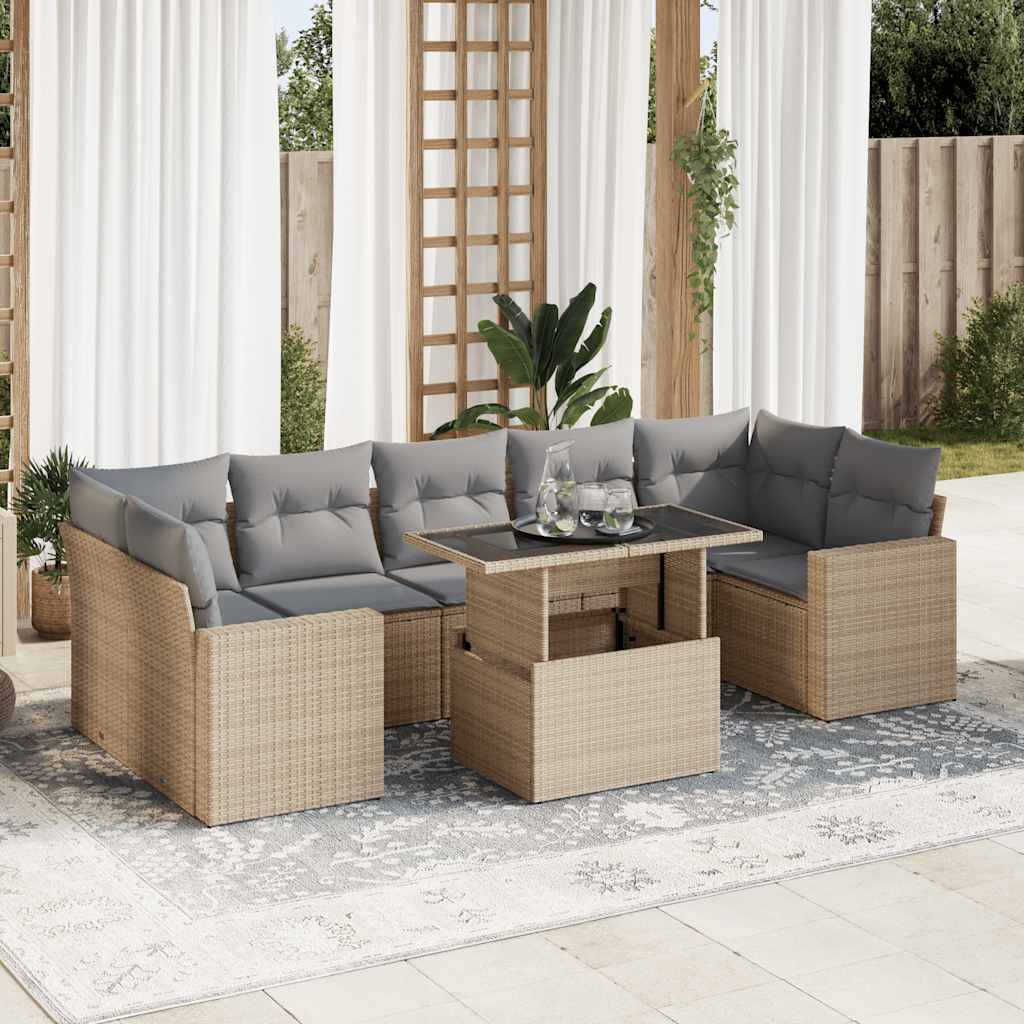 Loungegrupp För Trädgården Med Dynor 8 Delar Konstrotting
