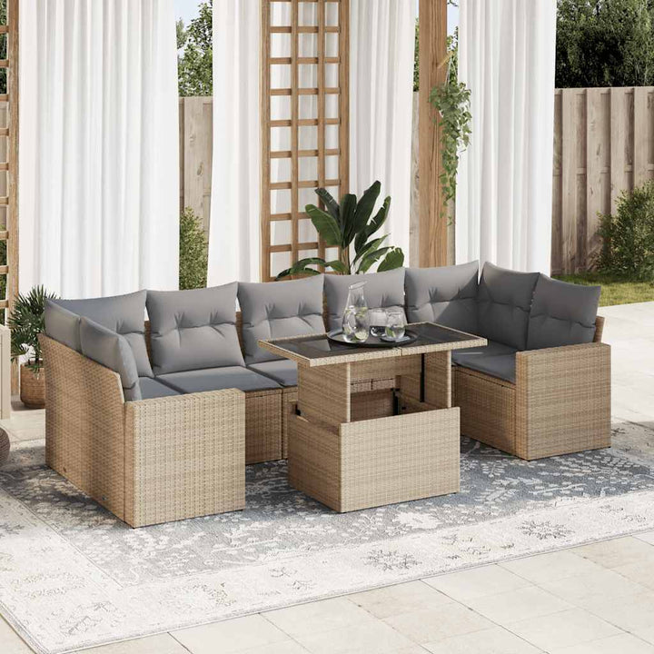 Loungegrupp För Trädgården Med Dynor 8 Delar Konstrotting