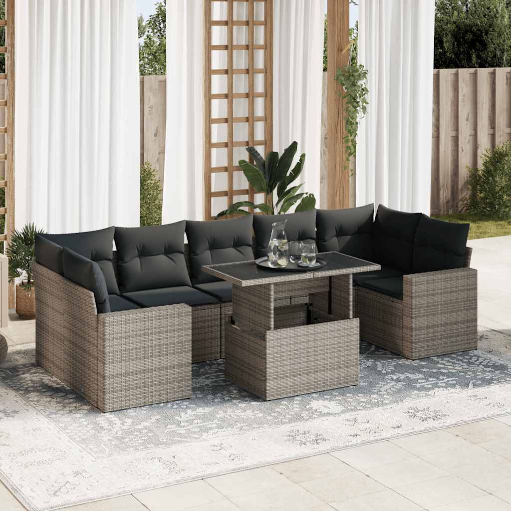 Loungegrupp För Trädgården Med Dynor 8 Delar Konstrotting