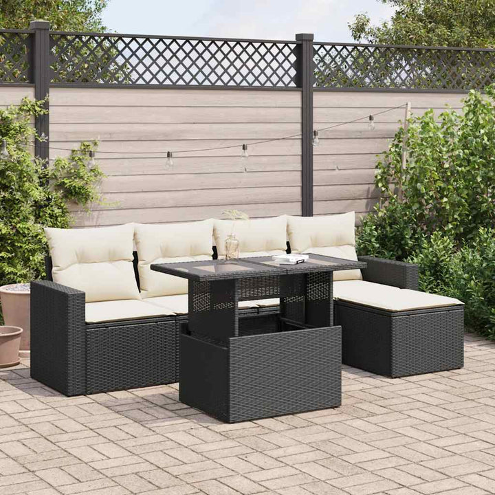 Loungegrupp Med Dynor 6 Delar Svart Konstrotting