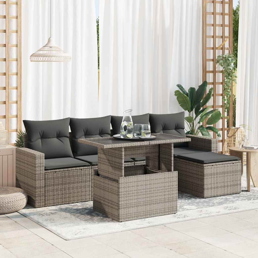 Loungegrupp Med Dynor 6 Delar Svart Konstrotting