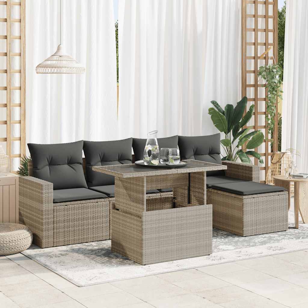 Loungegrupp Med Dynor 6 Delar Svart Konstrotting