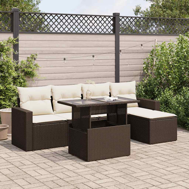 Loungegrupp Med Dynor 6 Delar Svart Konstrotting