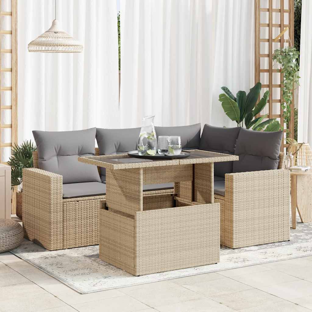 Loungegrupp För Trädgården Med Dynor 5 Delar Konstrotting