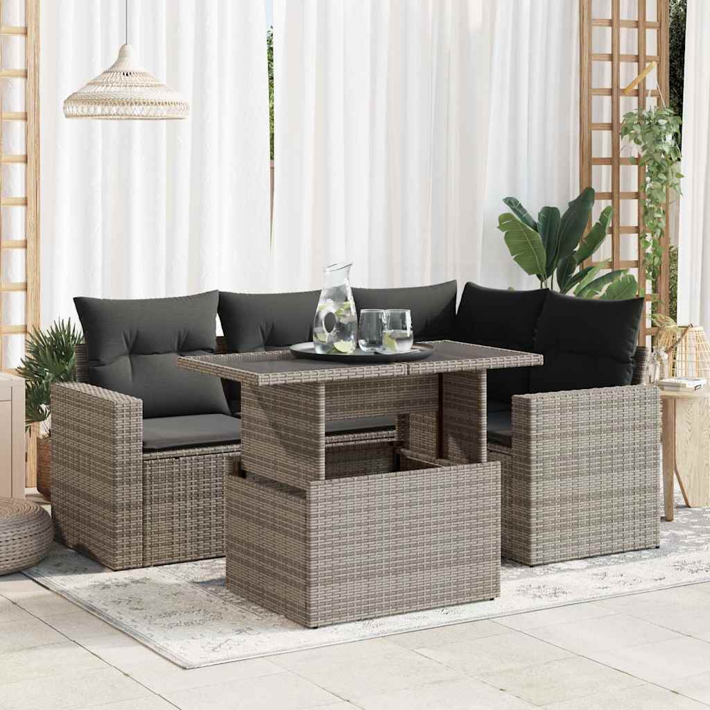 Loungegrupp För Trädgården Med Dynor 5 Delar Konstrotting