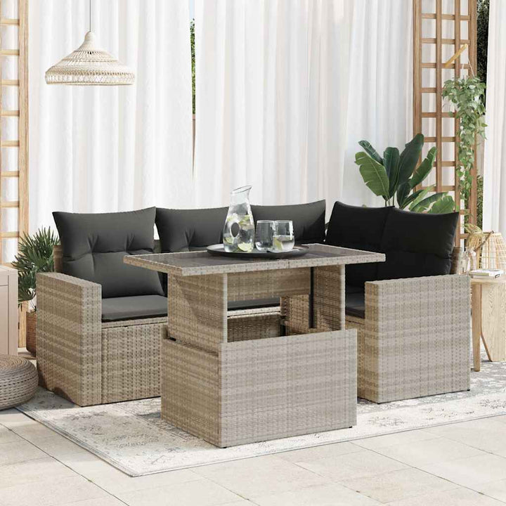 Loungegrupp För Trädgården Med Dynor 5 Delar Konstrotting